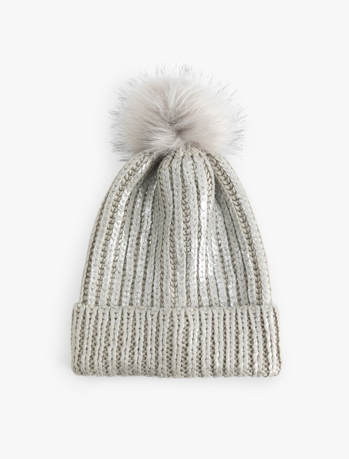 Kadın Simli Ponponlu Katlı Bere