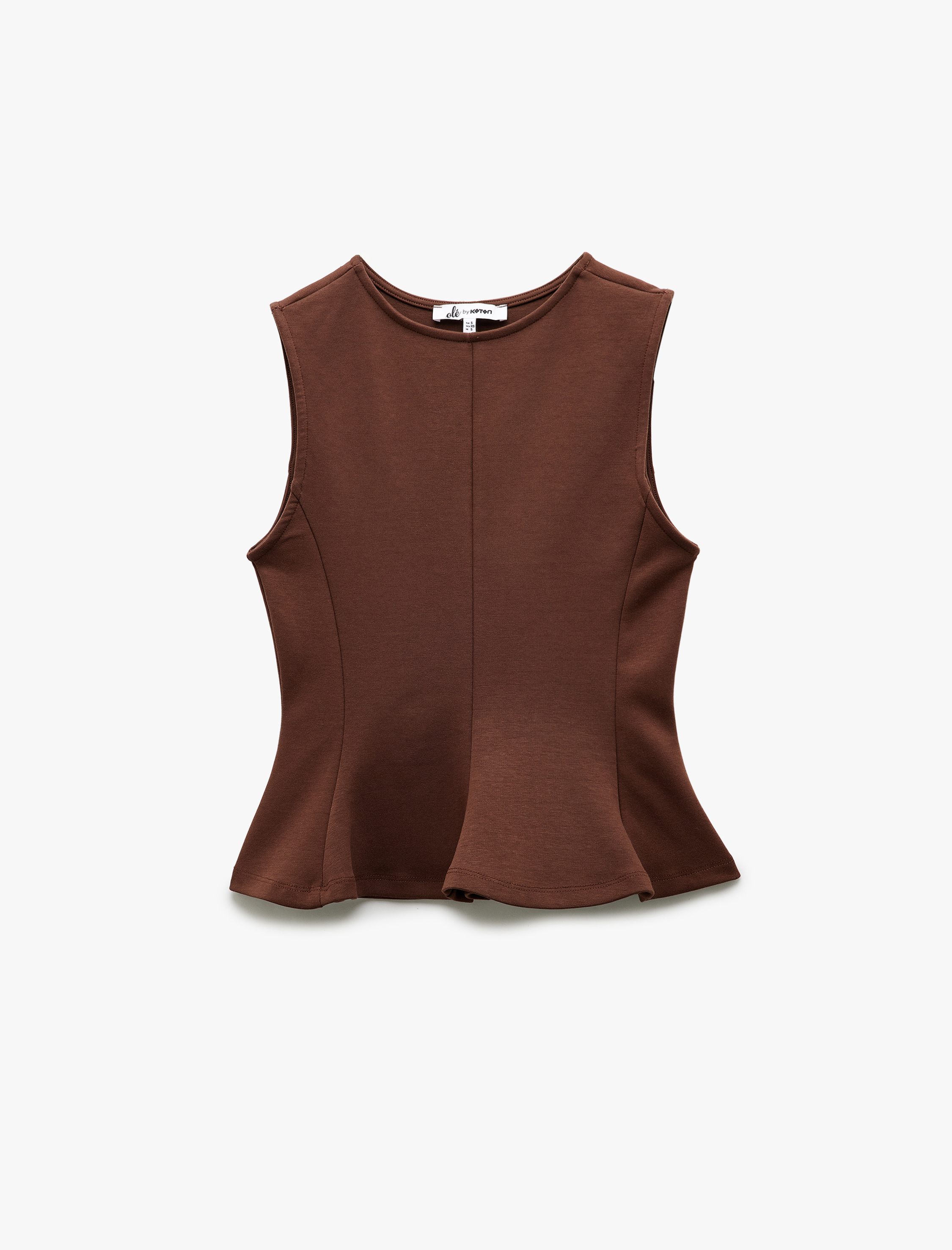   Pamuklu Slim Fit Bisiklet Yaka Volanlı Kolsuz Bluz