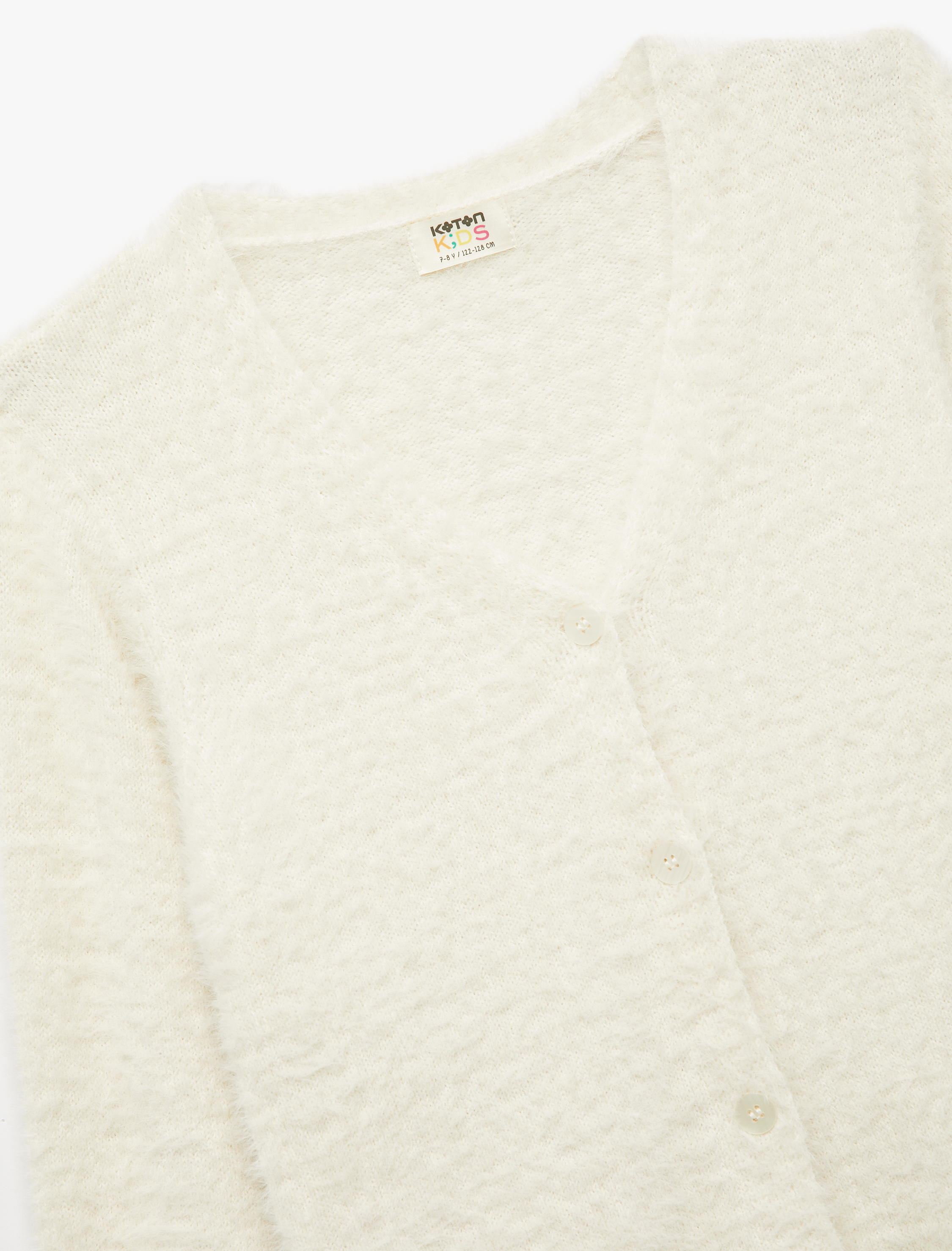  Kız Çocuk V Yaka Düğmeli Uzun Kollu Basic Hırka