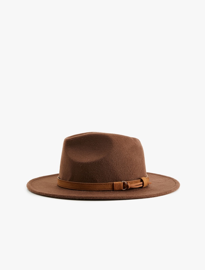 Kadın Kemer Detaylı Fötr Şapka