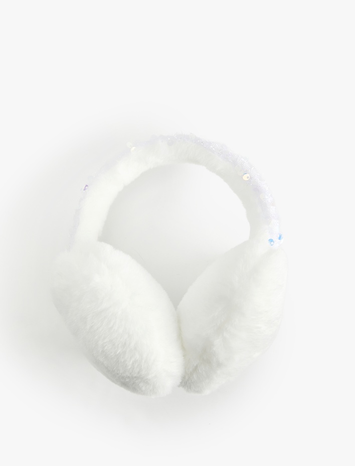 Kız Çocuk Pul Detaylı Peluş Kulaklık