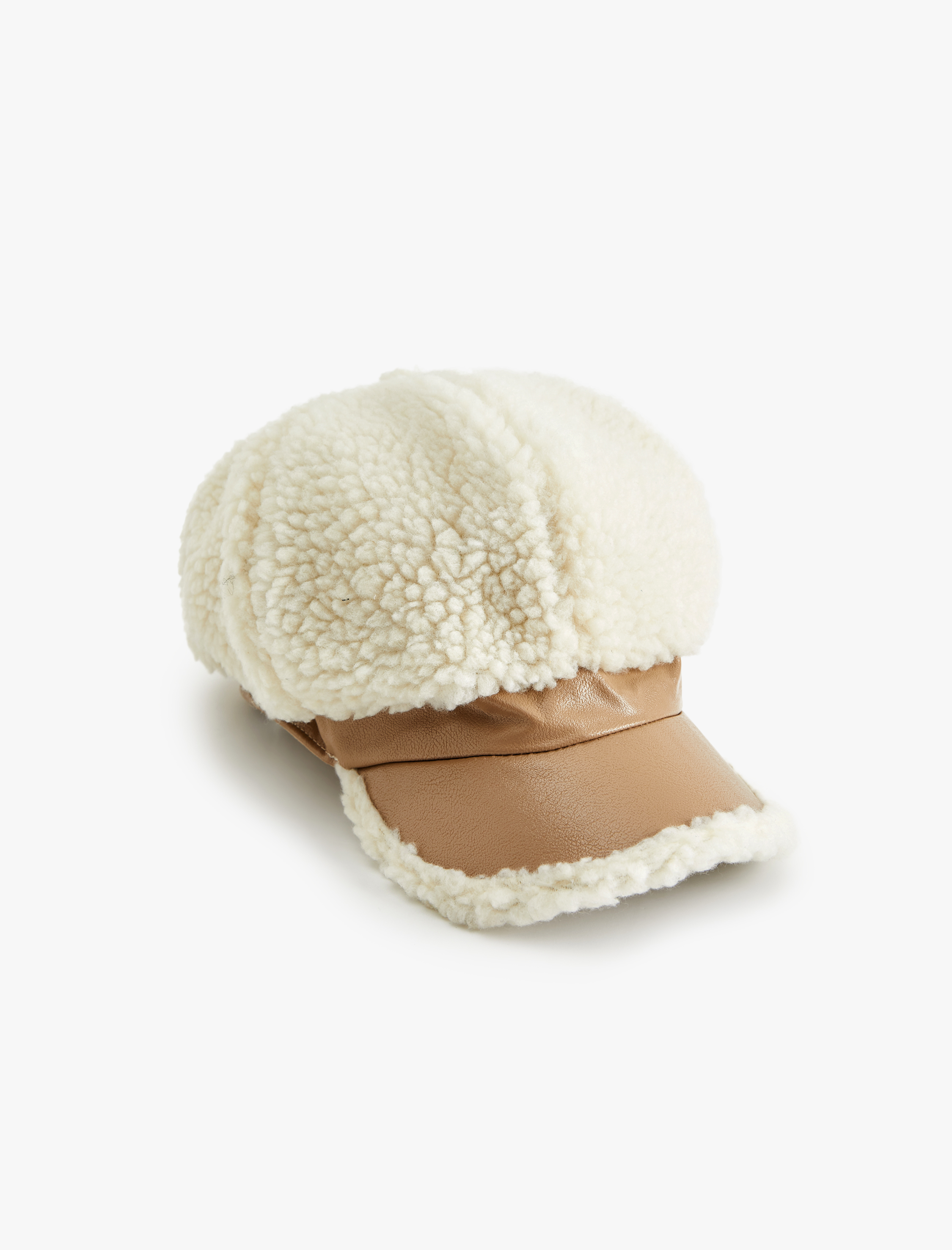  Kadın Peluş Detaylı Kep Şapka