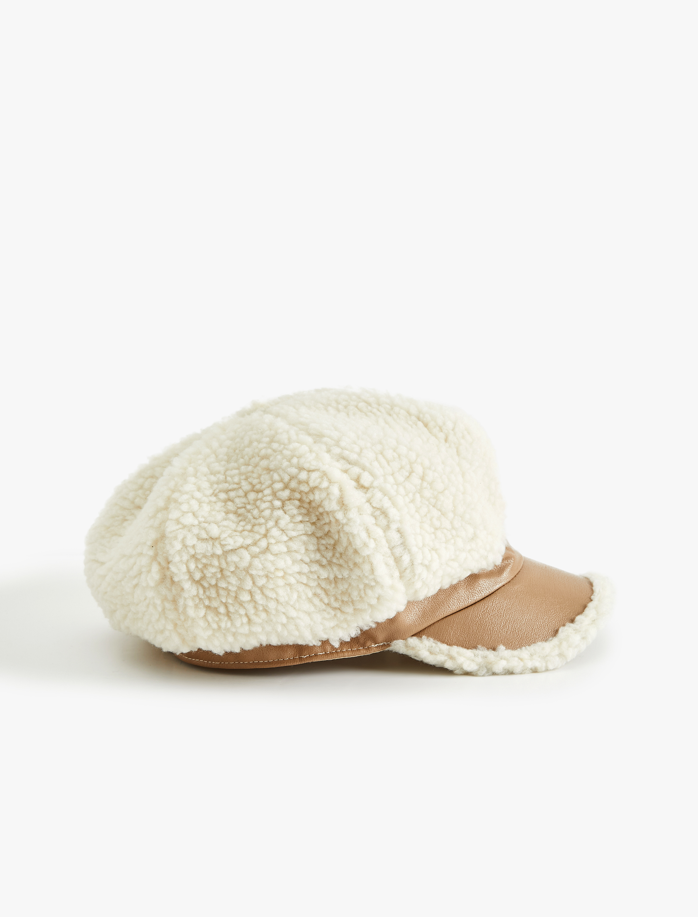  Kadın Peluş Detaylı Kep Şapka