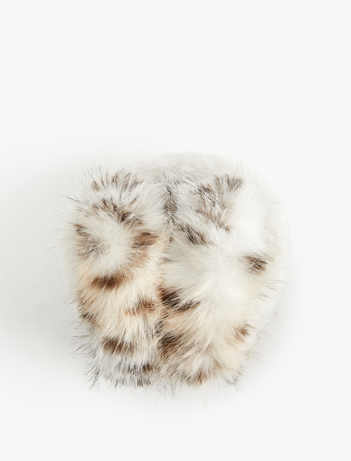 Kadın Leopar Desenli Peluş Kulaklık