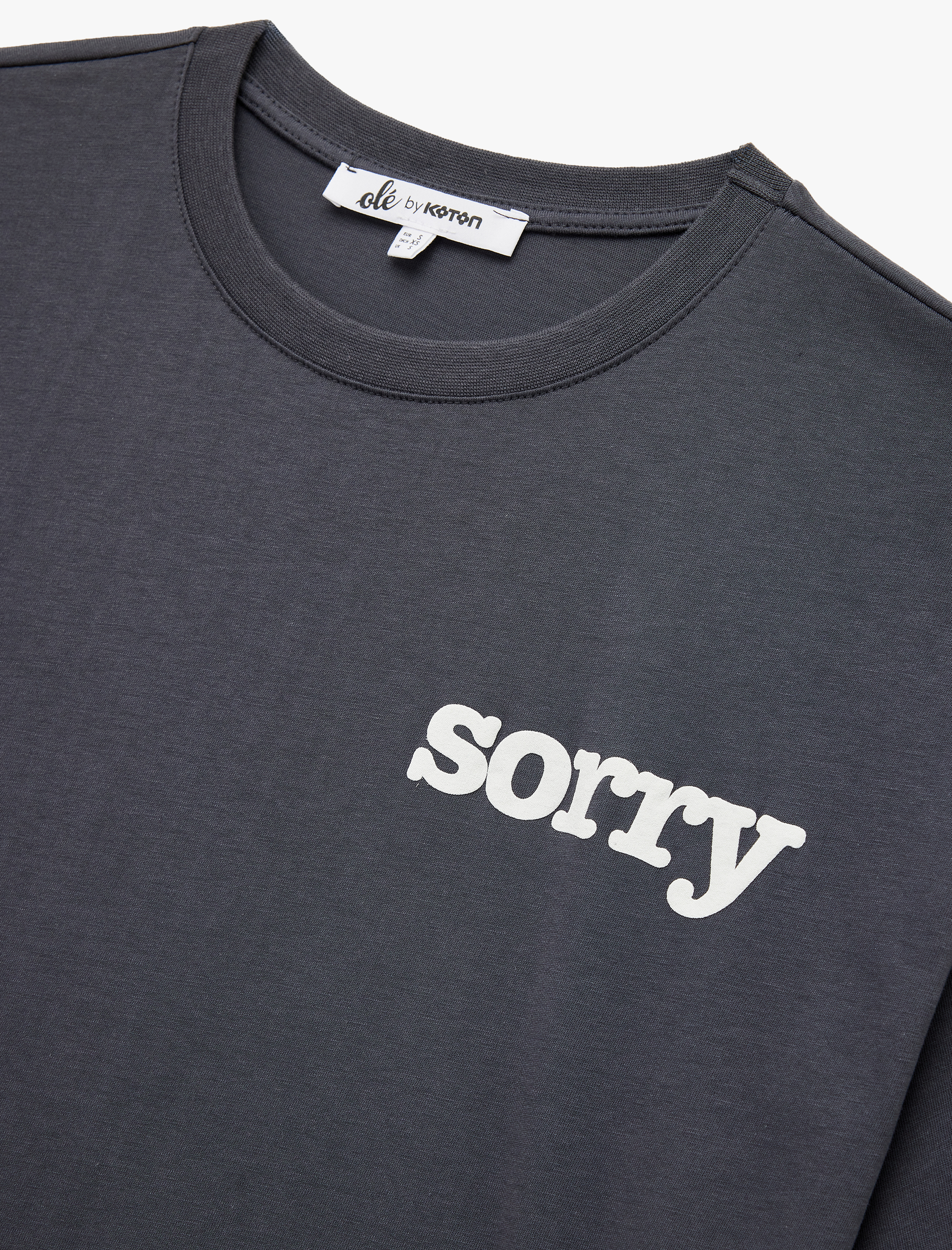   Pamuklu Kısa Kollu Bisiklet Yaka Baskılı Tişört