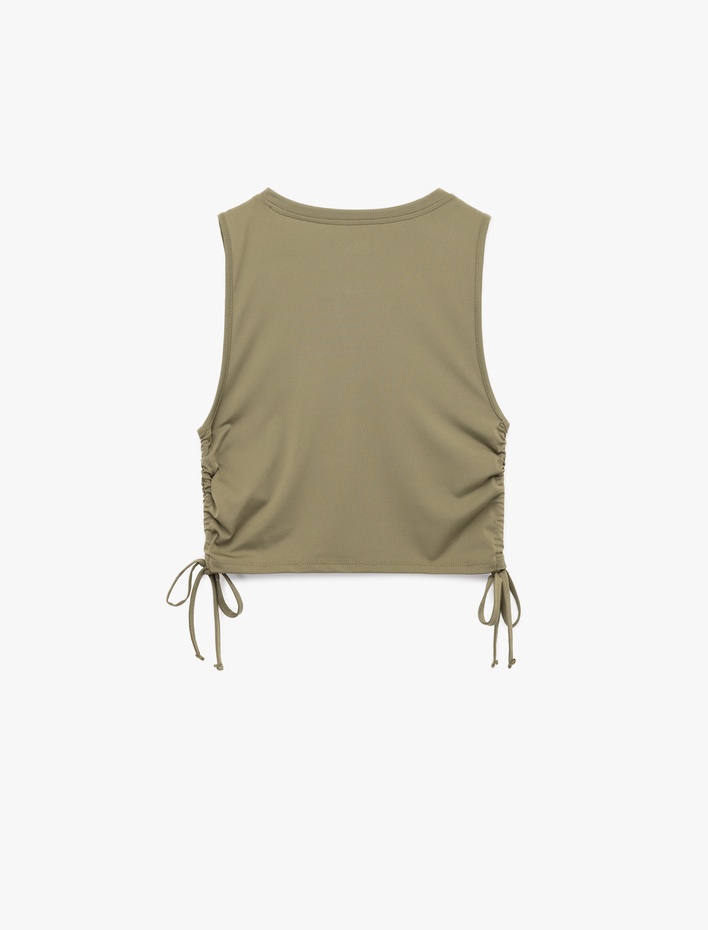  Slim Fit Kolsuz Bisiklet Yaka Crop Spor Atlet