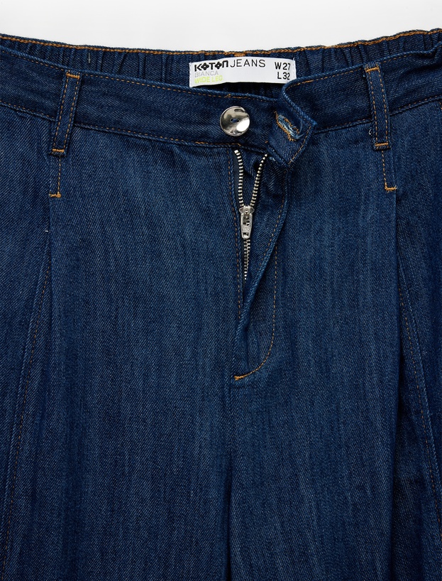 Pamuklu Yüksek Bel Geniş Paça Denim Pantolon - Bianca Wide Leg Jeans_3