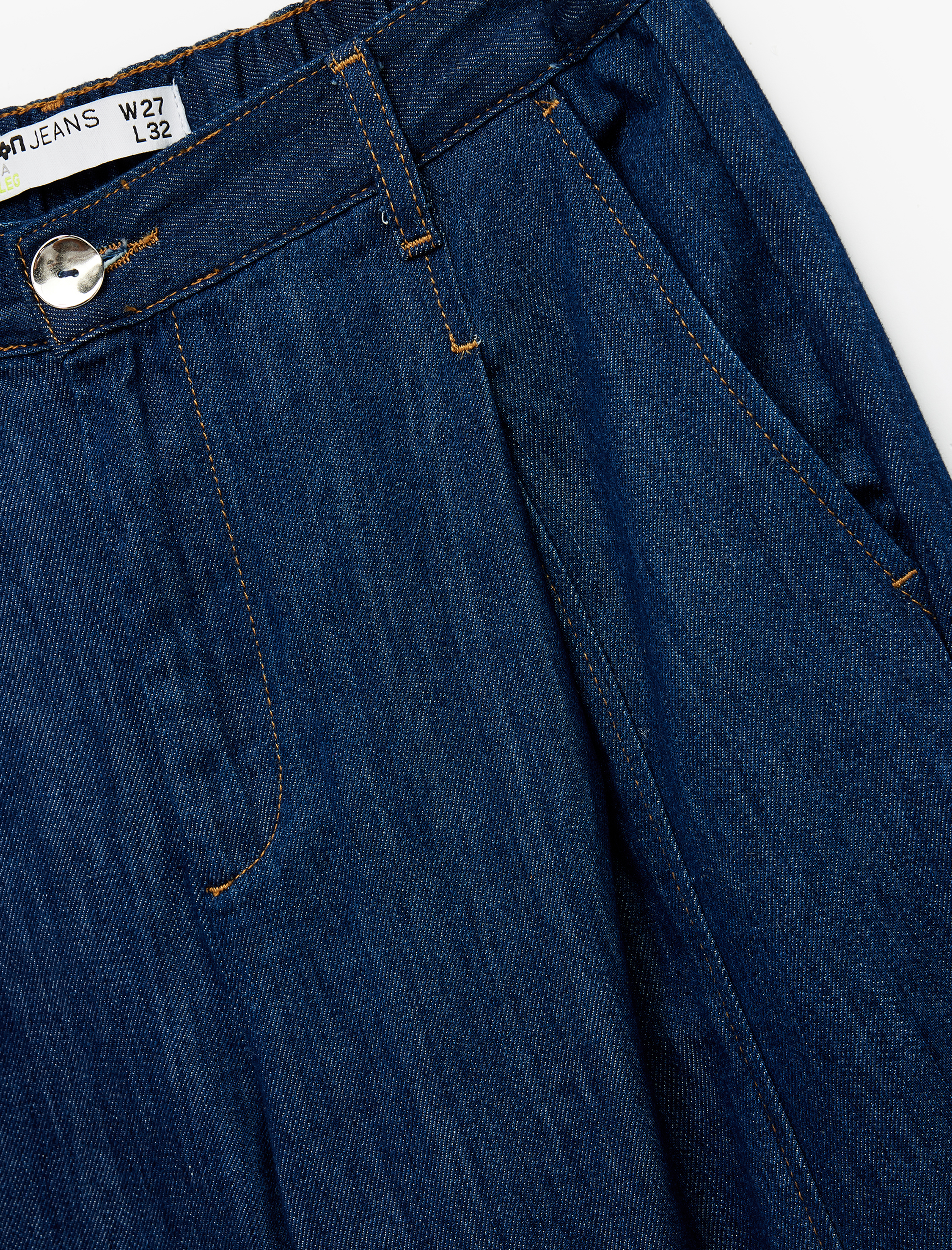   Pamuklu Yüksek Bel Geniş Paça Denim Pantolon - Bianca Wide Leg Jeans