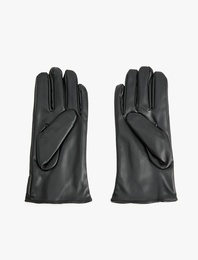 Fermuar Detaylı Suni Deri Eldiven