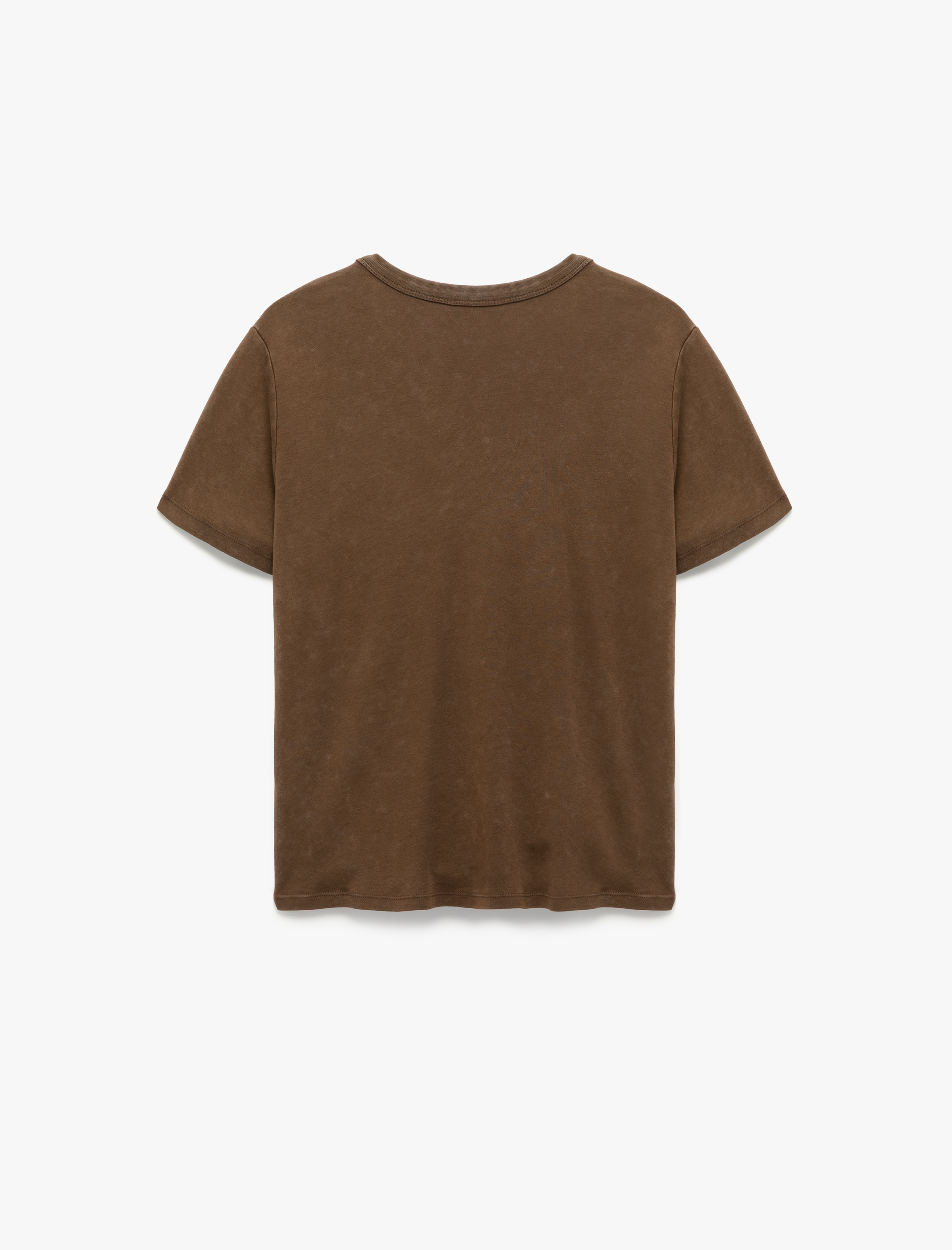   Pamuklu Soluk Efektli Kısa Kollu Bisiklet Yaka Tişört