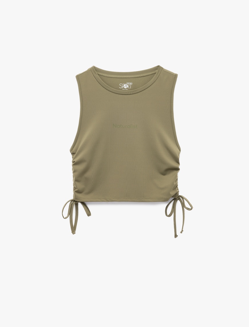   Slim Fit Kolsuz Bisiklet Yaka Crop Spor Atlet