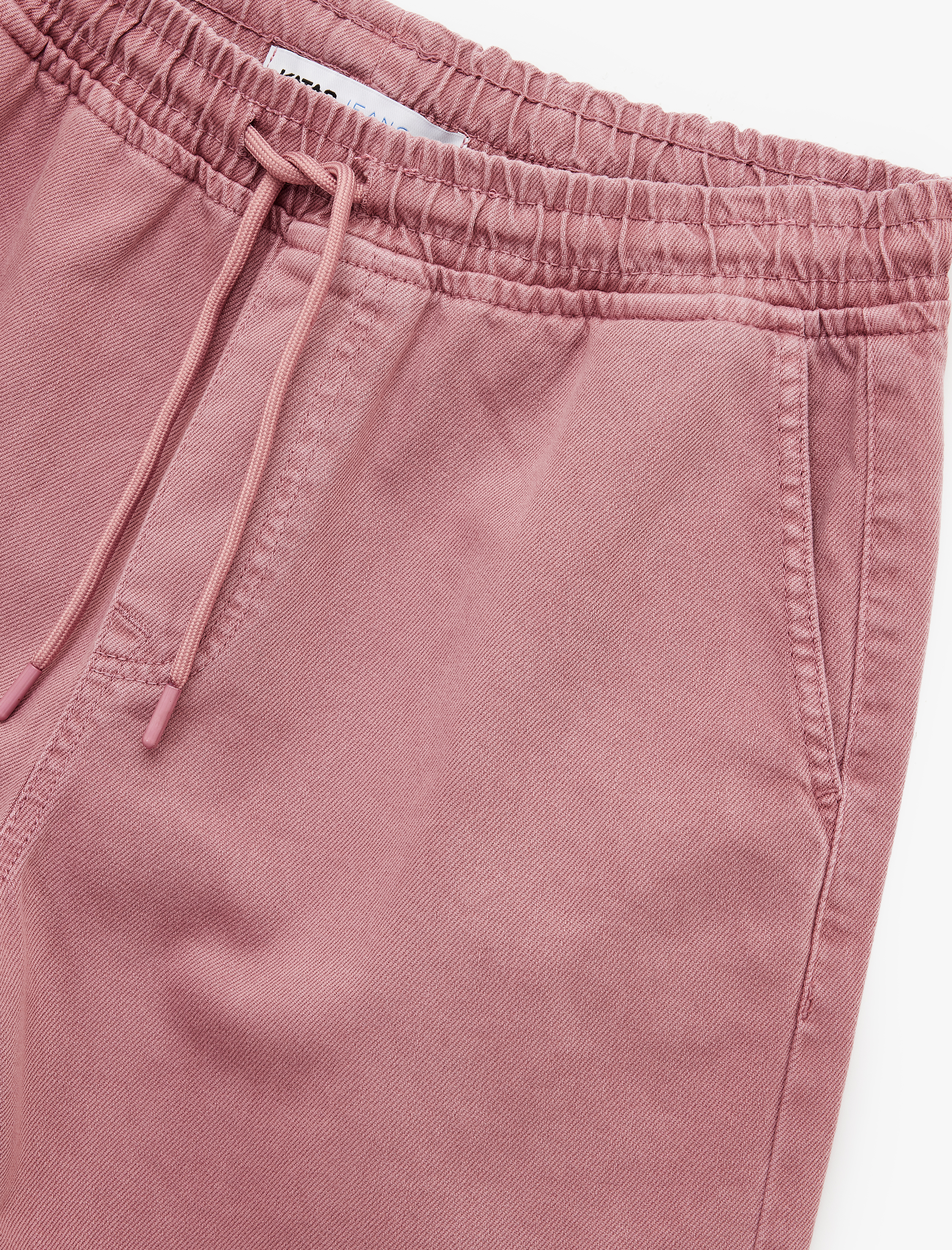   Pamuklu Bermuda Cep Detaylı Beli Bağcıklı Baggy Jean Şort