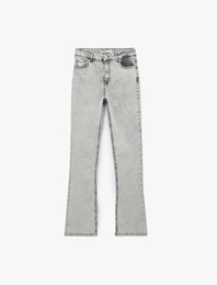 Yüksek Bel Dar Kesim İspanyol Paça Denim Pantolon - Flare Jeans