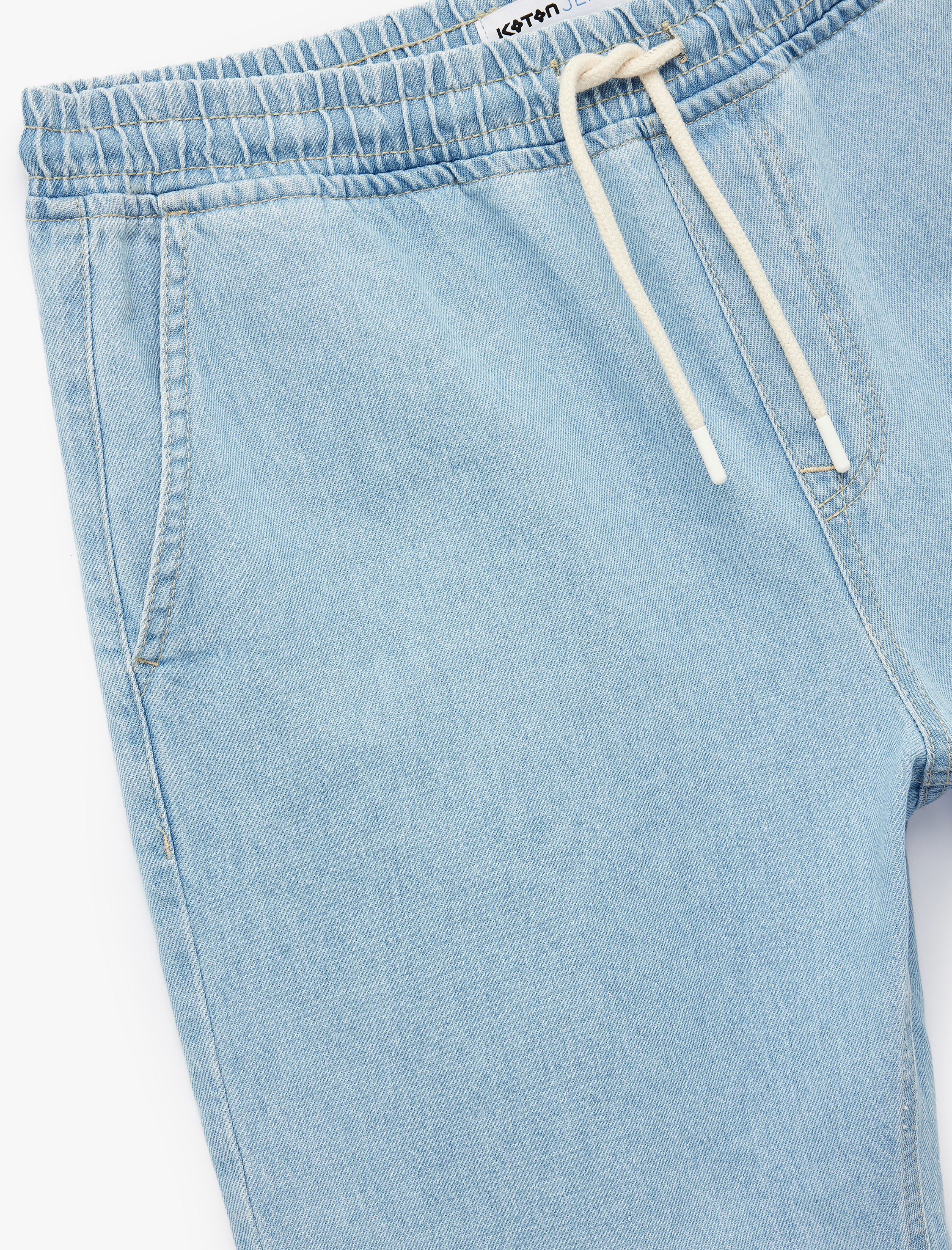   Beli Bağcıklı Cep Detaylı Pamuklu Bermuda Baggy Jean Şort