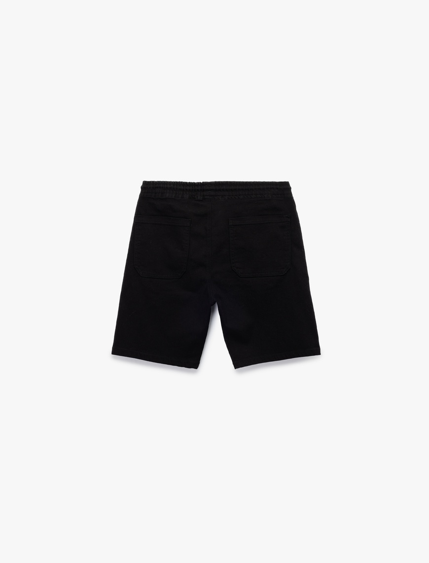   Cep Detaylı Bermuda Beli Bağcıklı Slim Fit Jean Şort