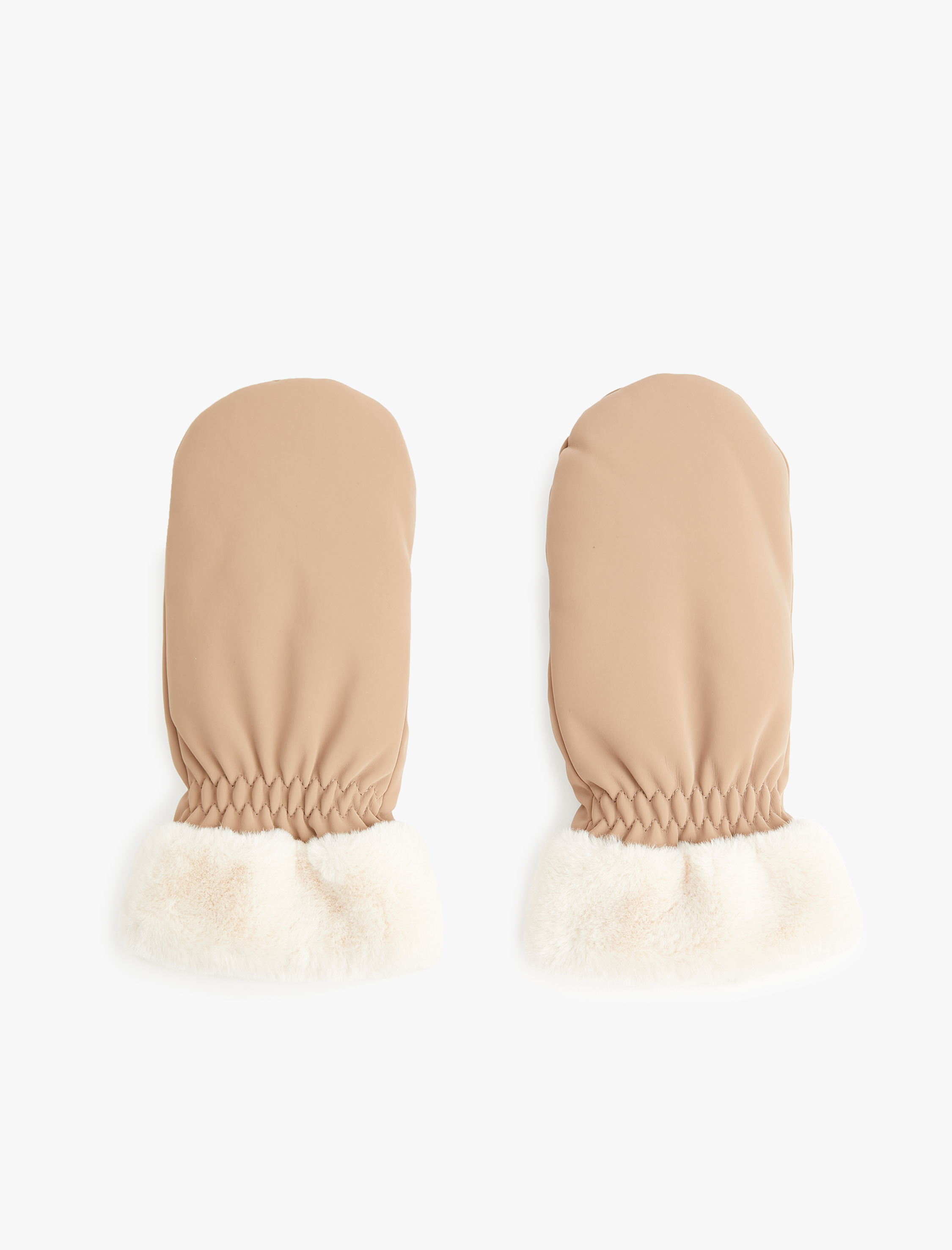 Kadın Faux Fur Detail Gloves