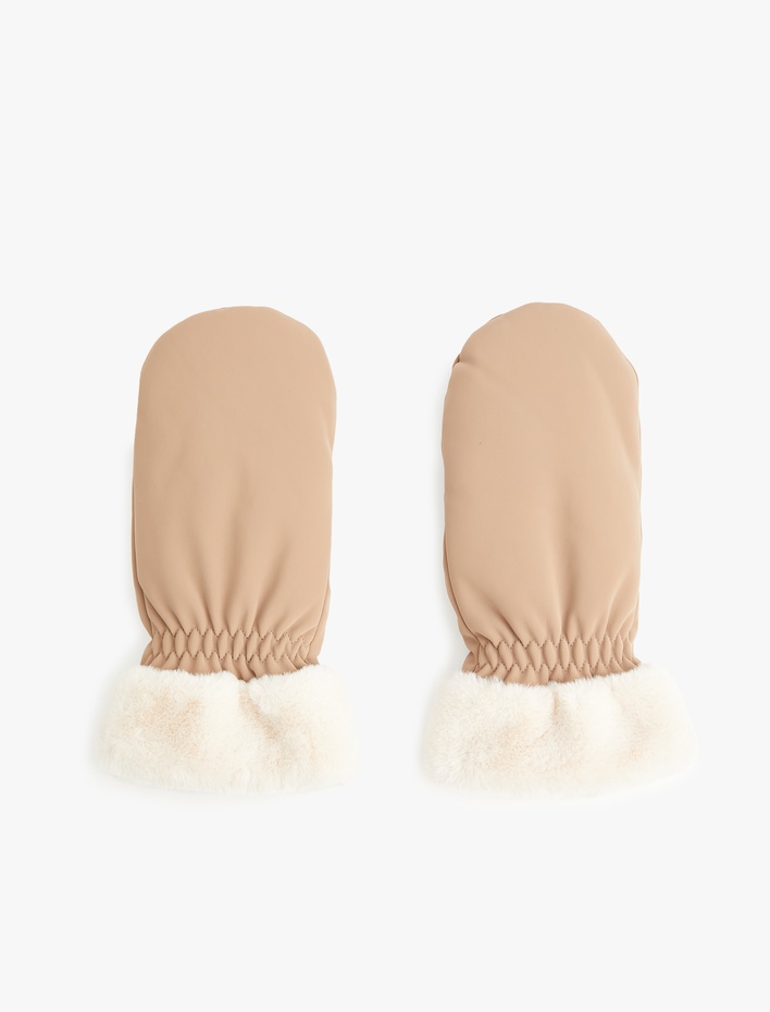 Kadın Faux Fur Detail Gloves