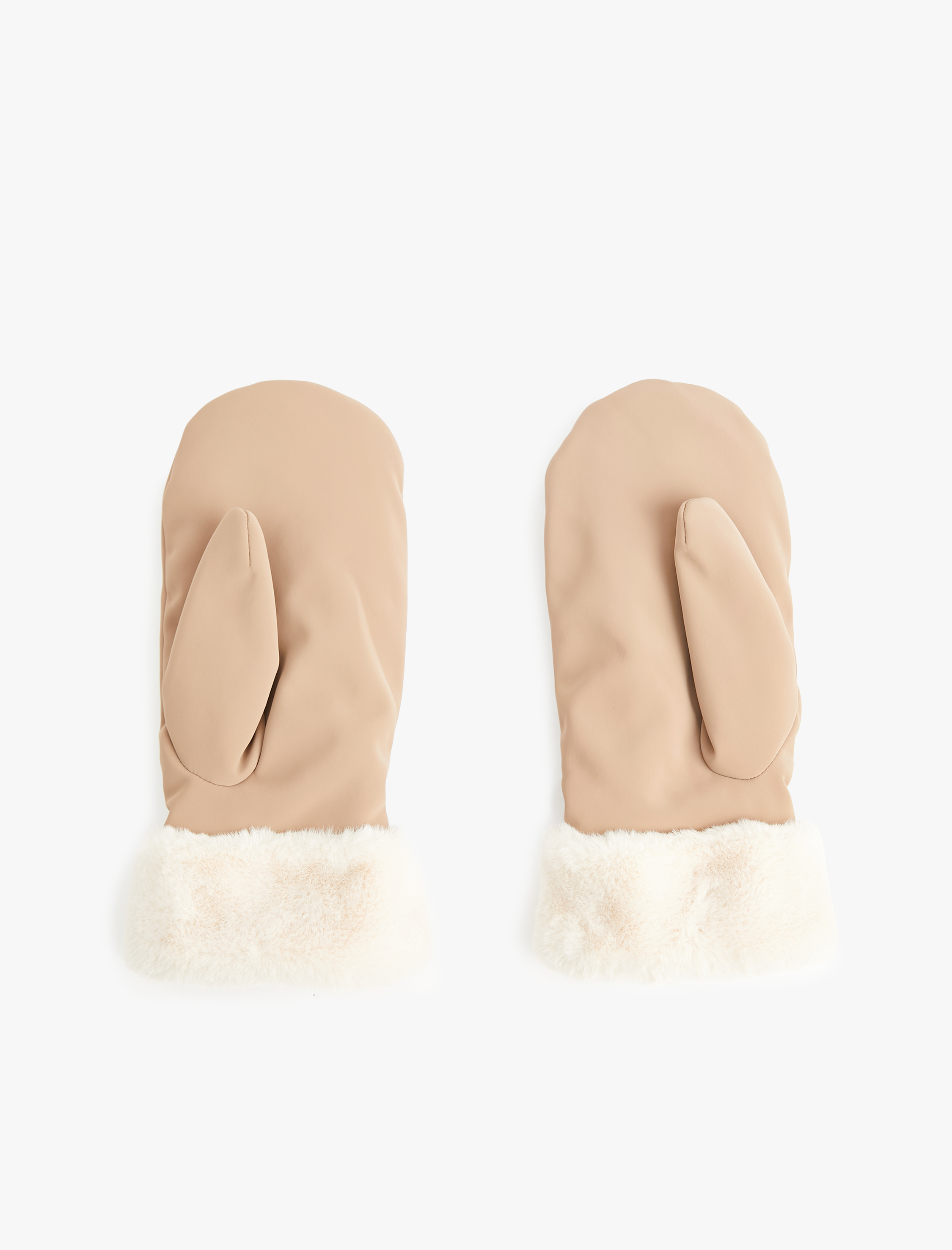  Kadın Faux Fur Detail Gloves