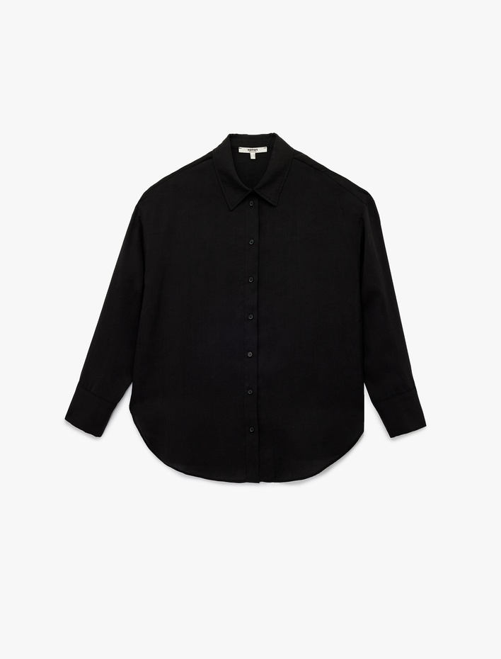 Klasik Yaka Uzun Kollu Oversize Gömlek
