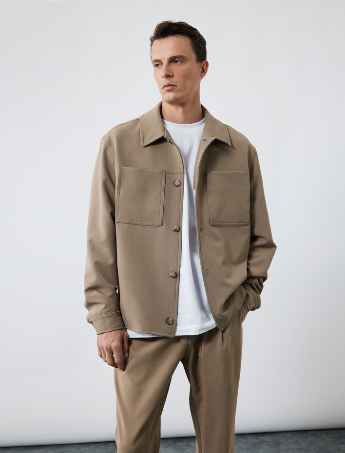  Mevsimlik Ceket Gömlek Yaka Cep Detaylı