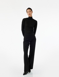 Slim Fit Beli Kat Detaylı İspanyol Paça Pantolon