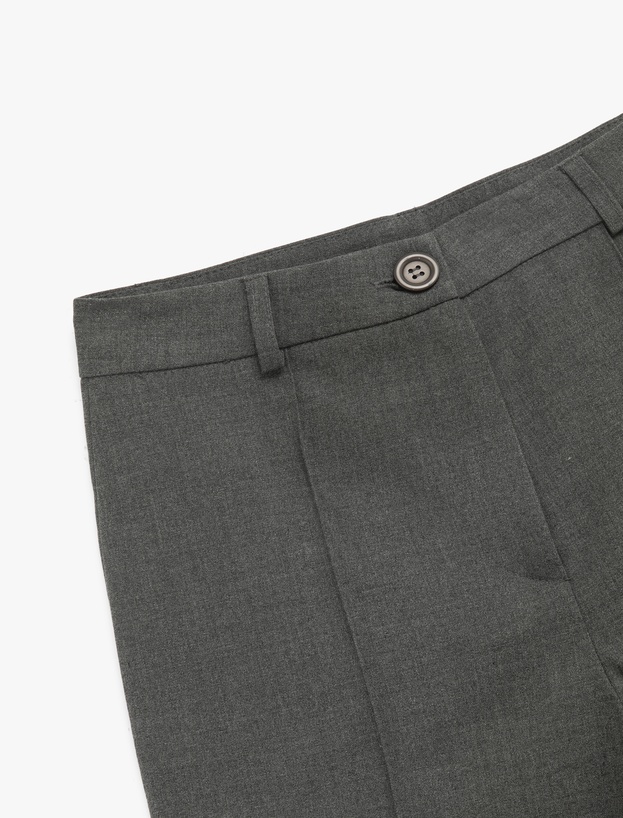 Normal Bel Straight Fit Nervür Detaylı Kumaş Pantolon_4