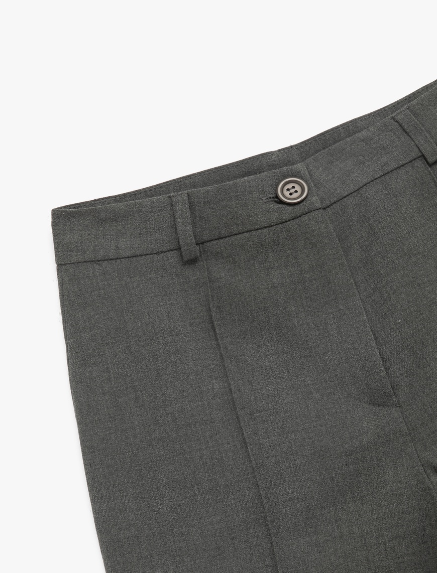   Normal Bel Straight Fit Nervür Detaylı Kumaş Pantolon