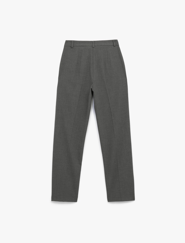 Normal Bel Straight Fit Nervür Detaylı Kumaş Pantolon_3