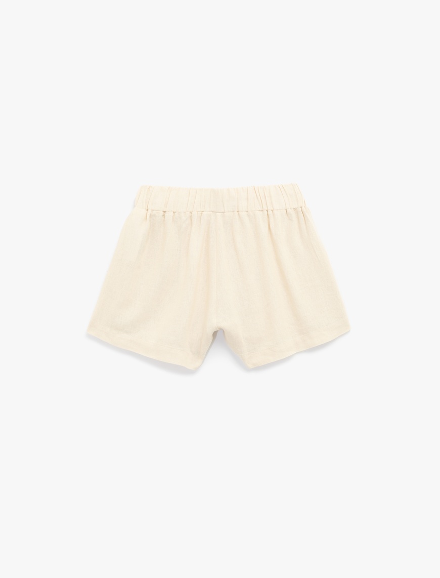   Beli Bağcıklı Cepli Mini Keten Şort