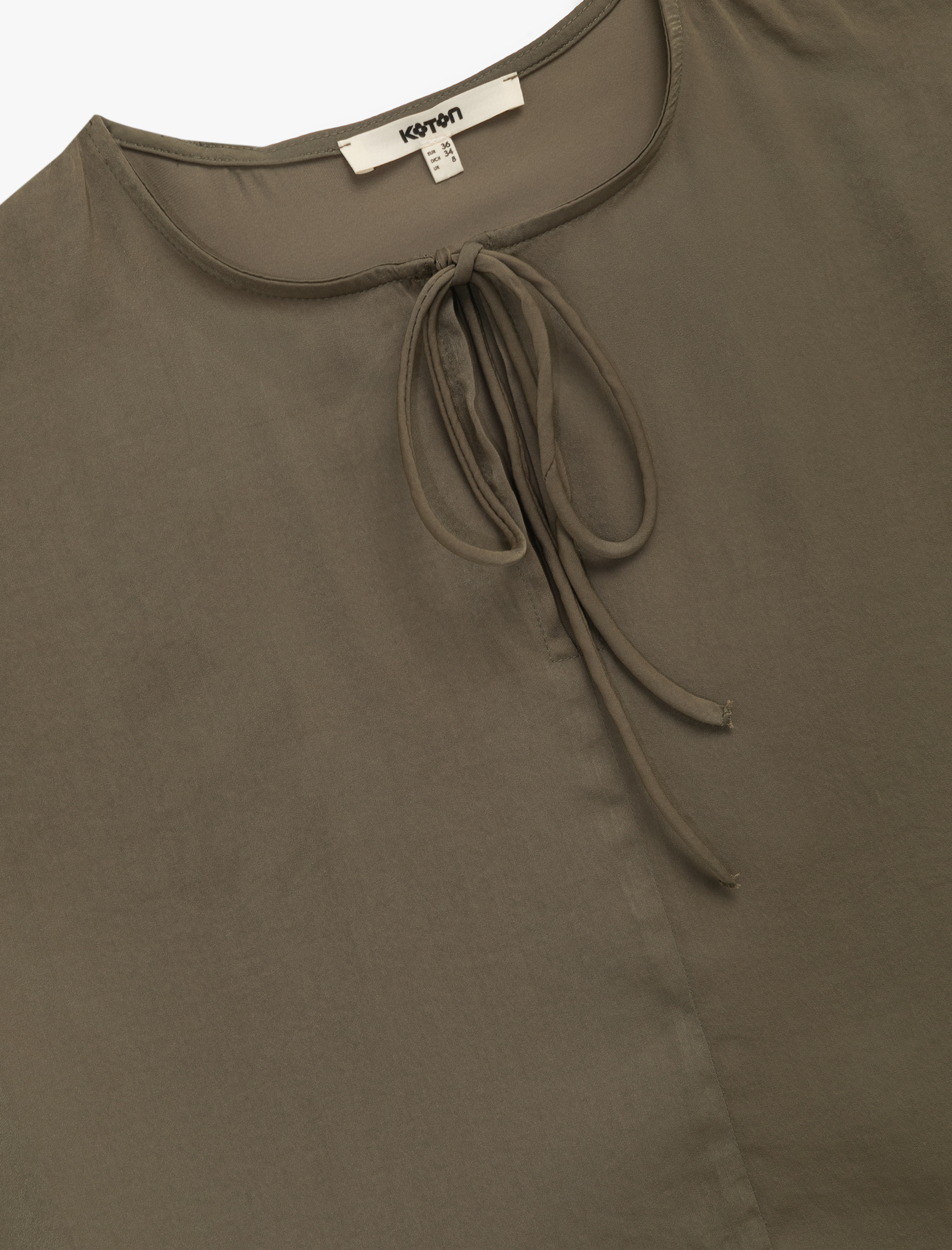   Yuvarlak Bağlamalı Yaka 3/4 Yarasa Kol Oversize Bluz