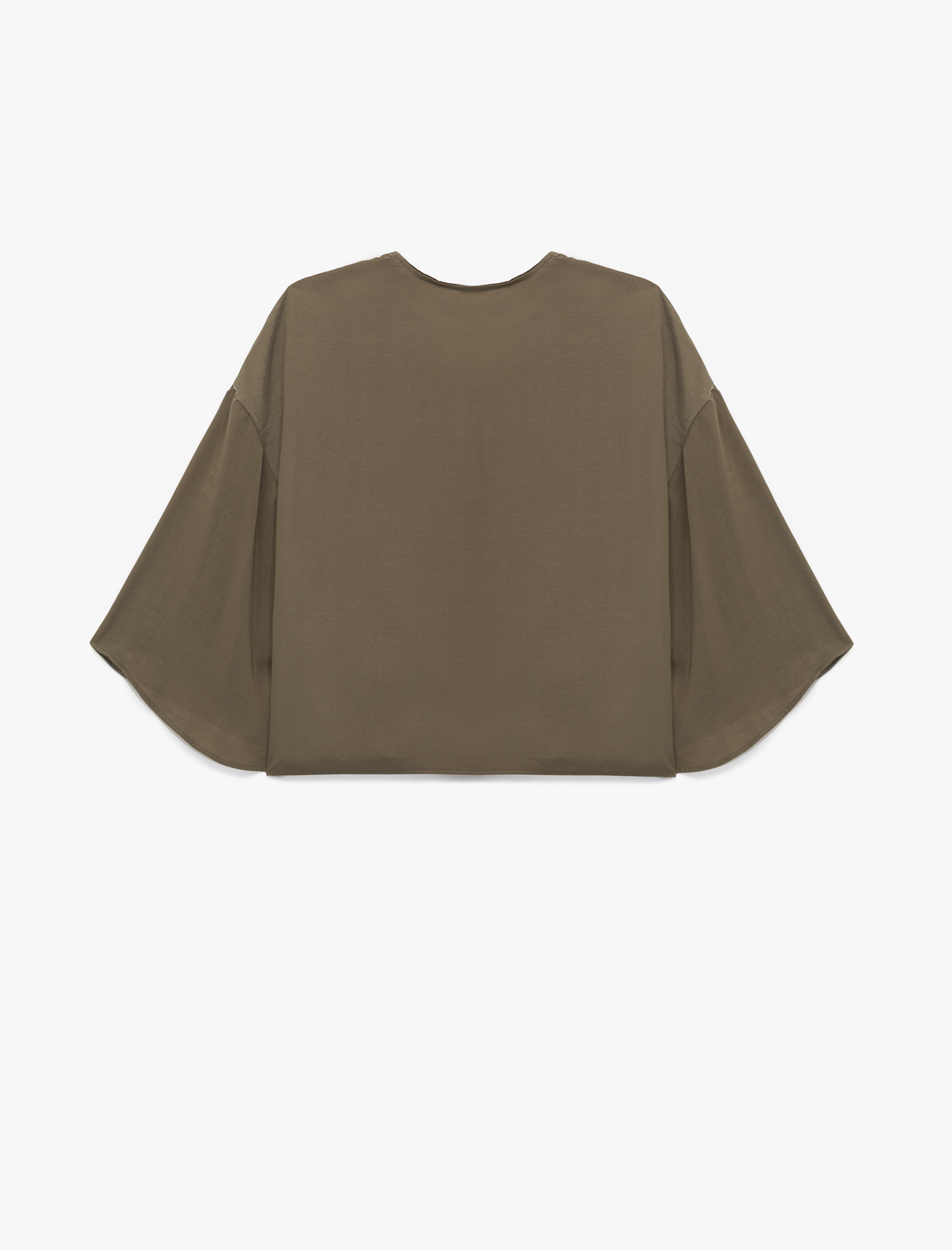   Yuvarlak Bağlamalı Yaka 3/4 Yarasa Kol Oversize Bluz