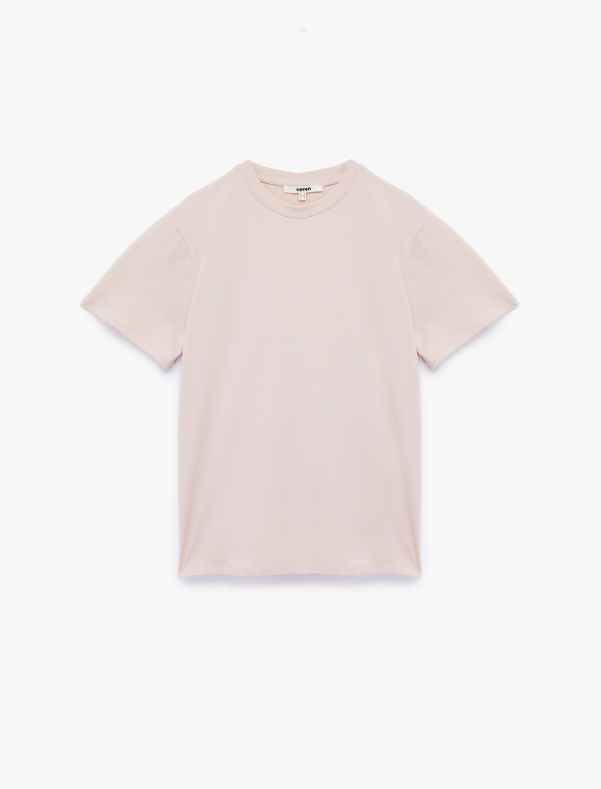   Kısa Kollu Bisiklet Yaka Pamuklu Basic Oversize Tişört