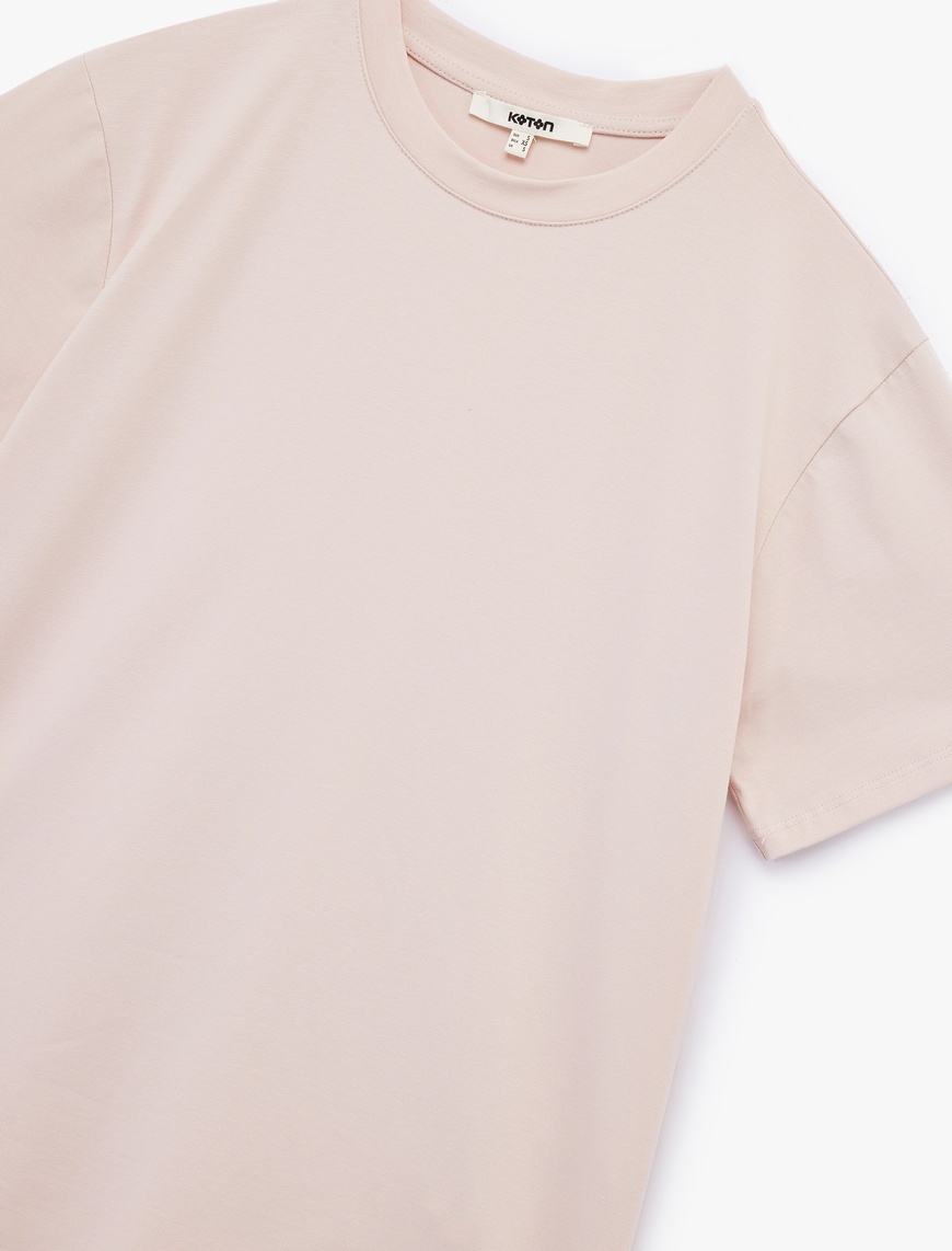   Kısa Kollu Bisiklet Yaka Pamuklu Basic Oversize Tişört