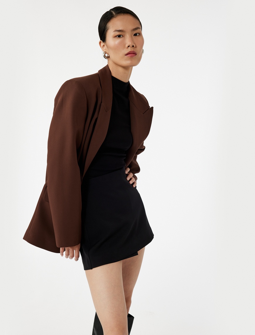   Slim Fit Cep Detaylı Mini Şort Etek