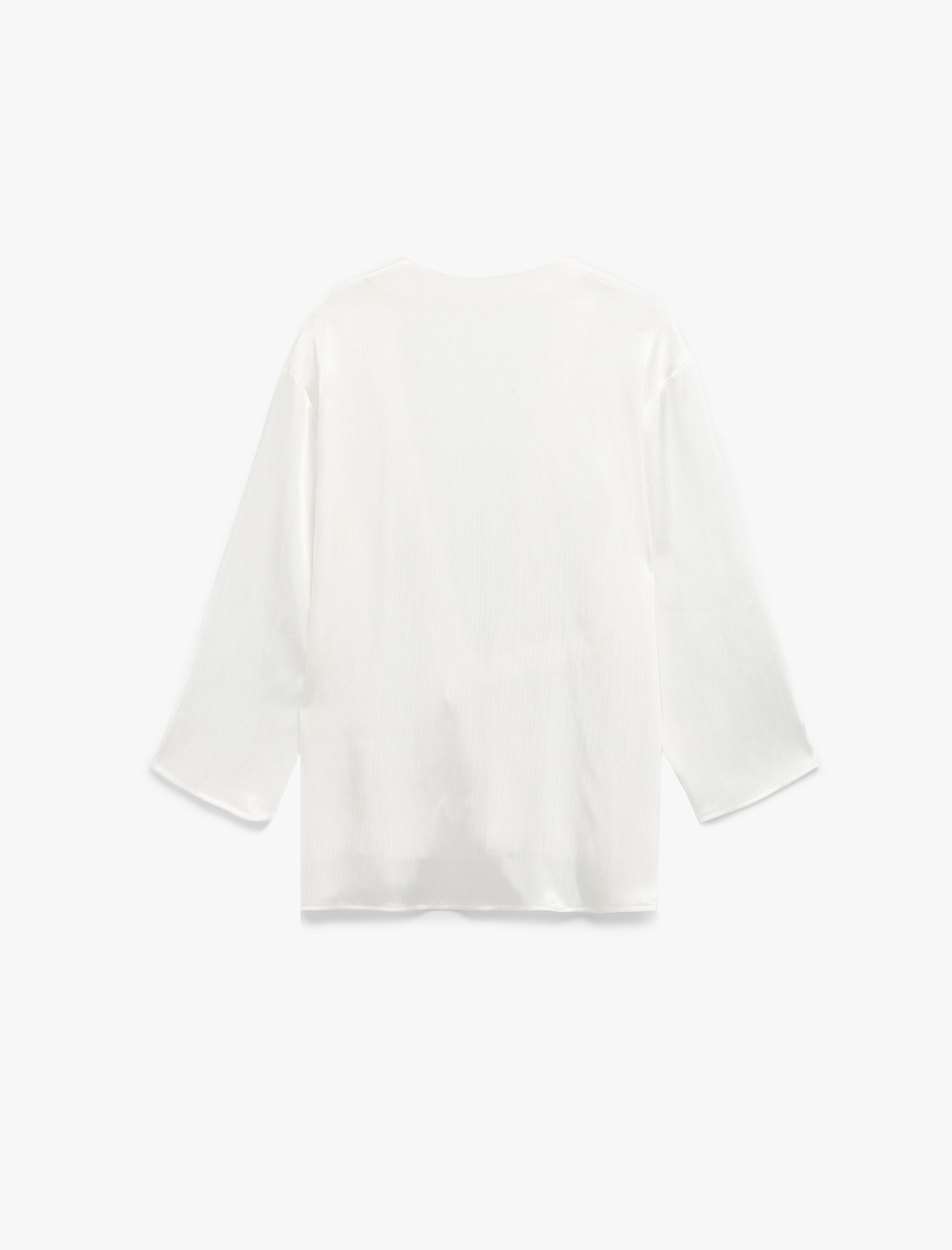   Kruvaze Yaka Beli Bağcıklı Kimono Kol Bluz