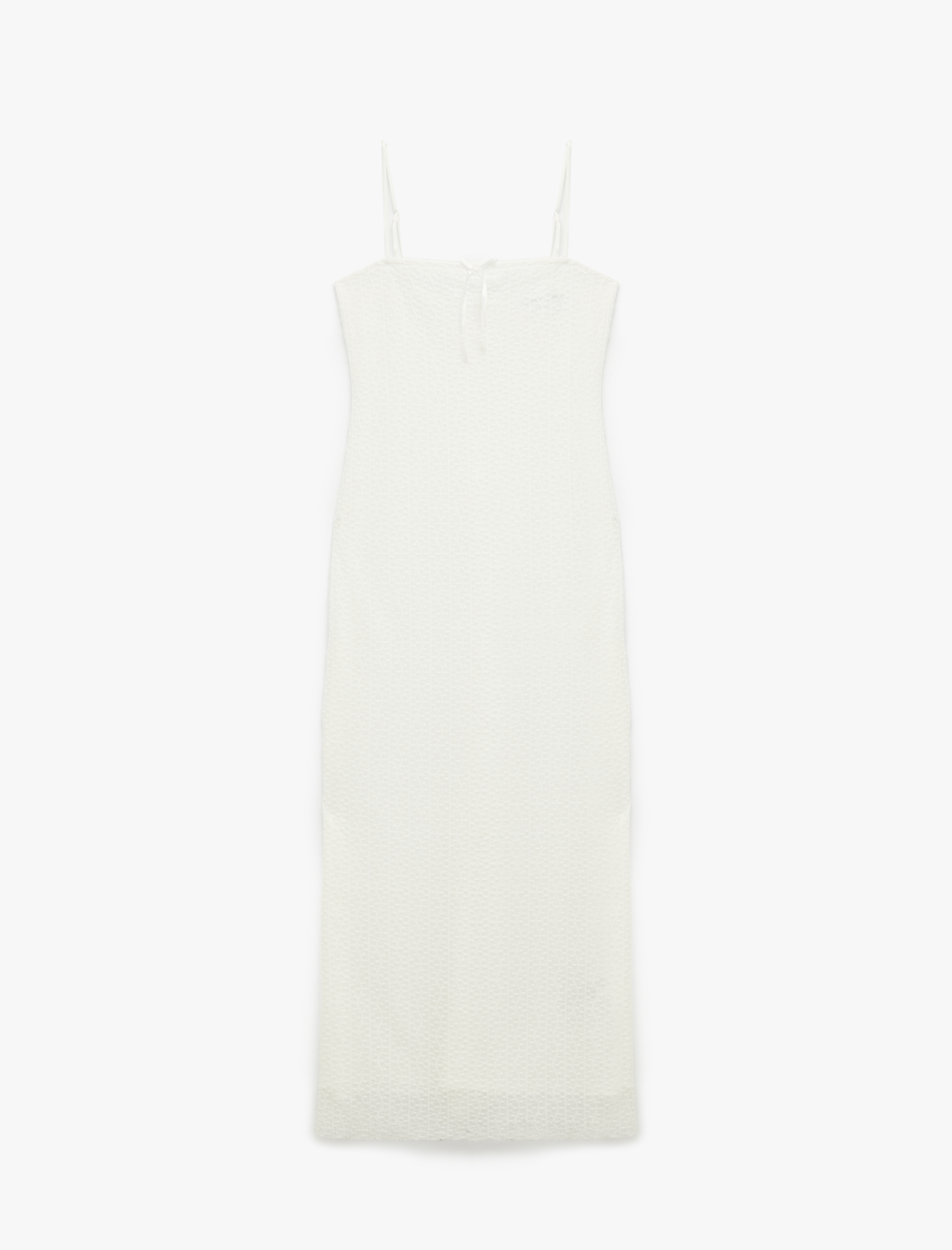   Koton X Zeynep Bastık - İnce Askılı Fiyonklu Dokulu Bodycon Maxi Elbise