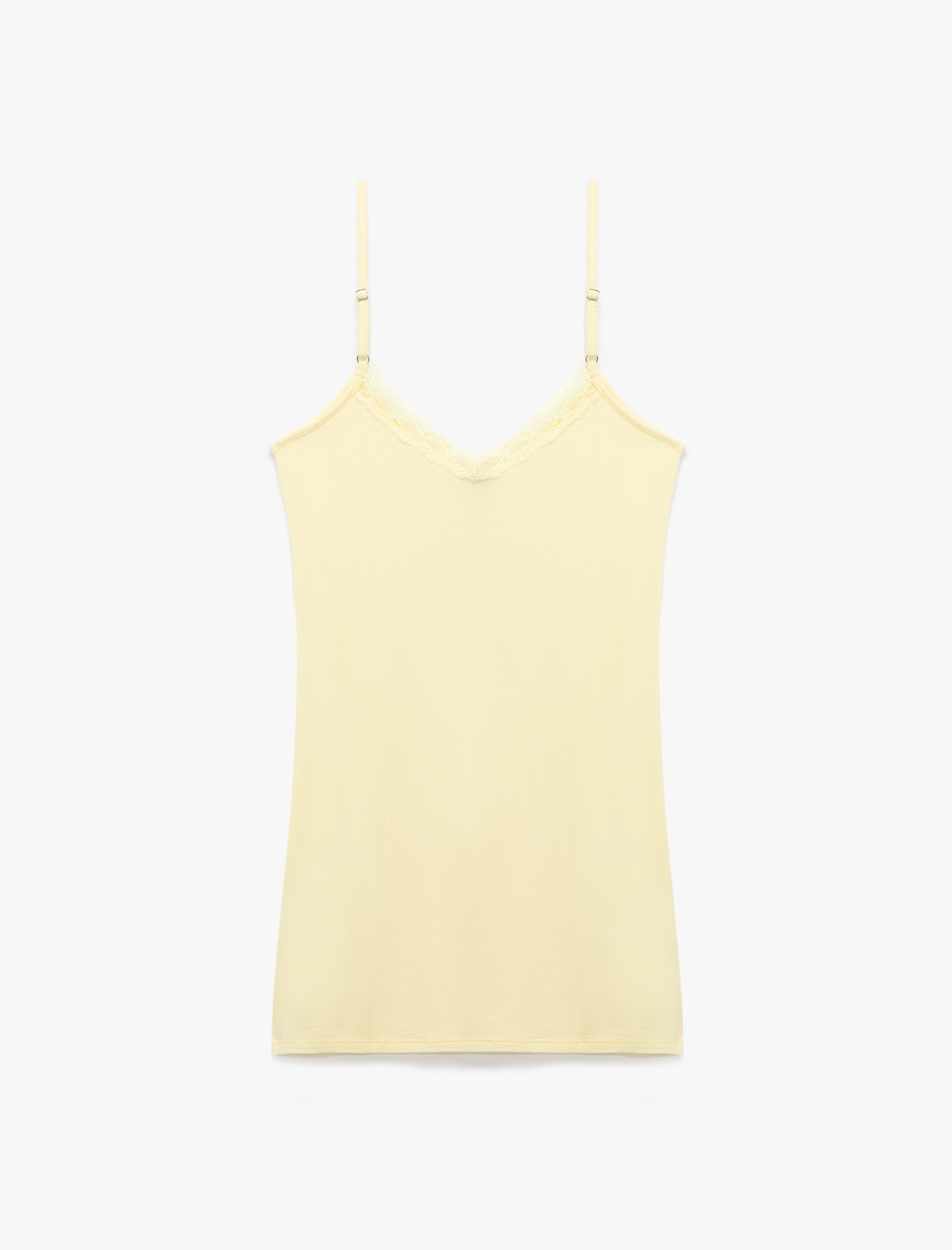   V Yaka Askılı Modal Kumaş Mini Dantelli Gecelik