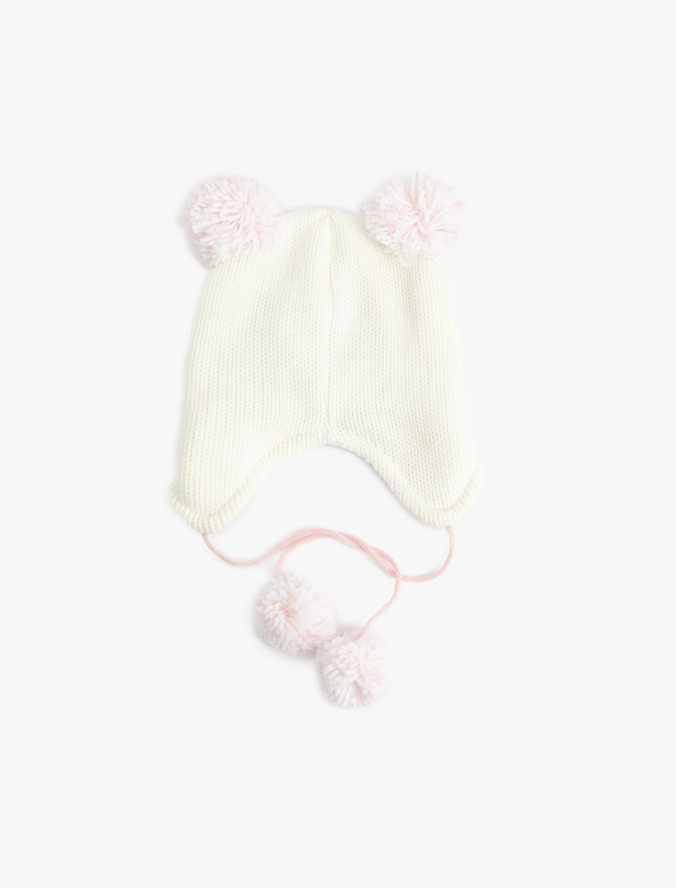  Kız Çocuk Ponponlu Nakış Detaylı Kedi Figürlü Örgü Bere