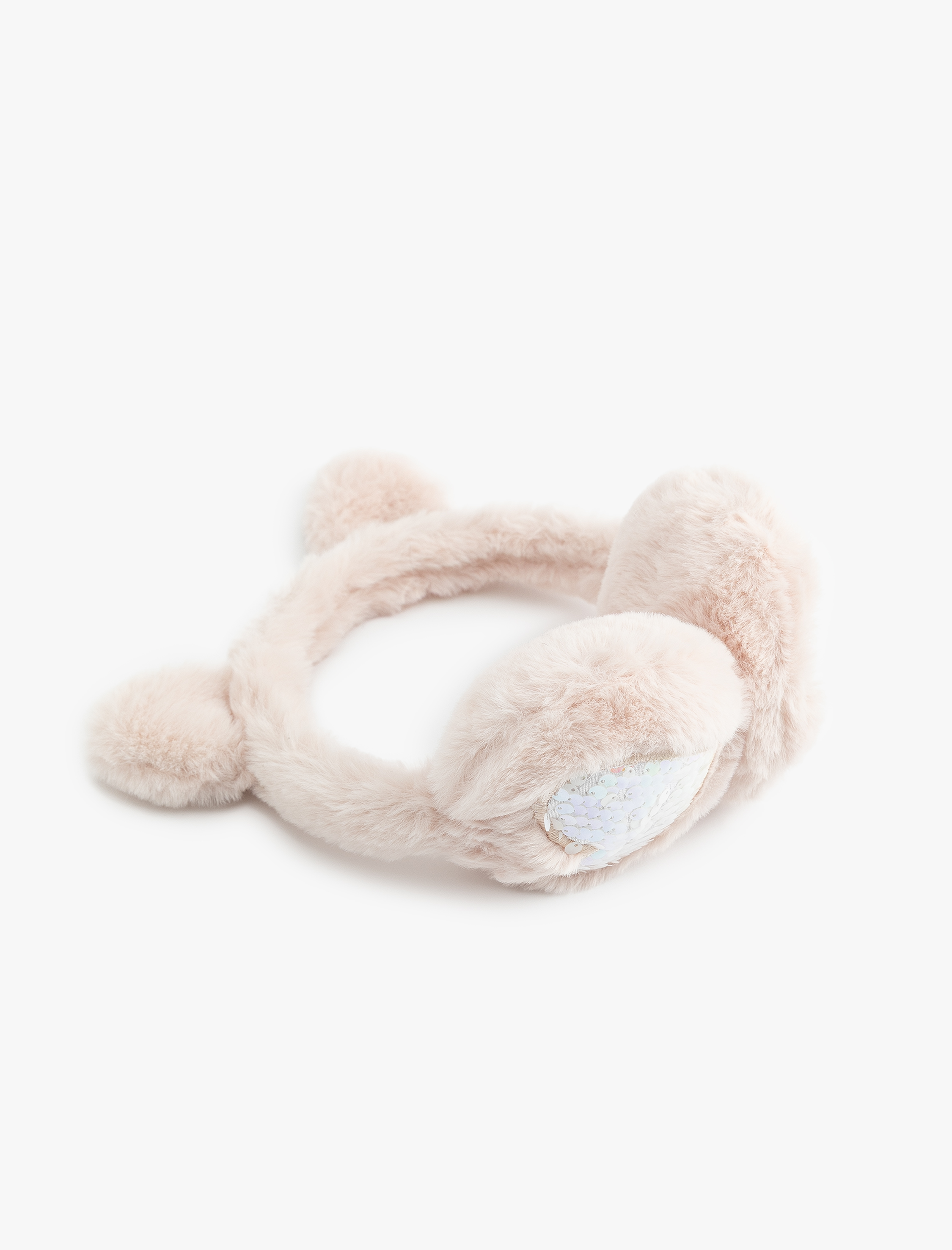  Kız Çocuk Pullu Payetli Kalp Detaylı Peluş Kulaklık