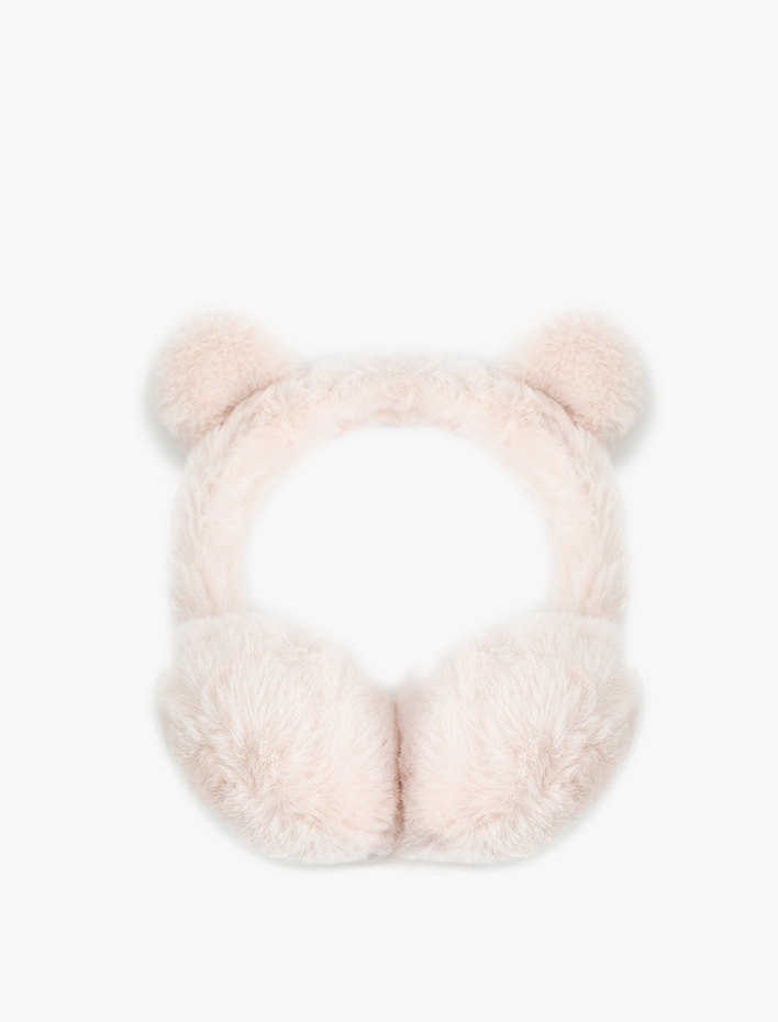 Kız Çocuk Pullu Payetli Kalp Detaylı Peluş Kulaklık