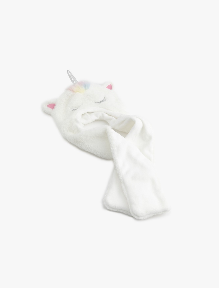 Kız Çocuk Unicorn Detaylı Kulaklı Peluş Şapka