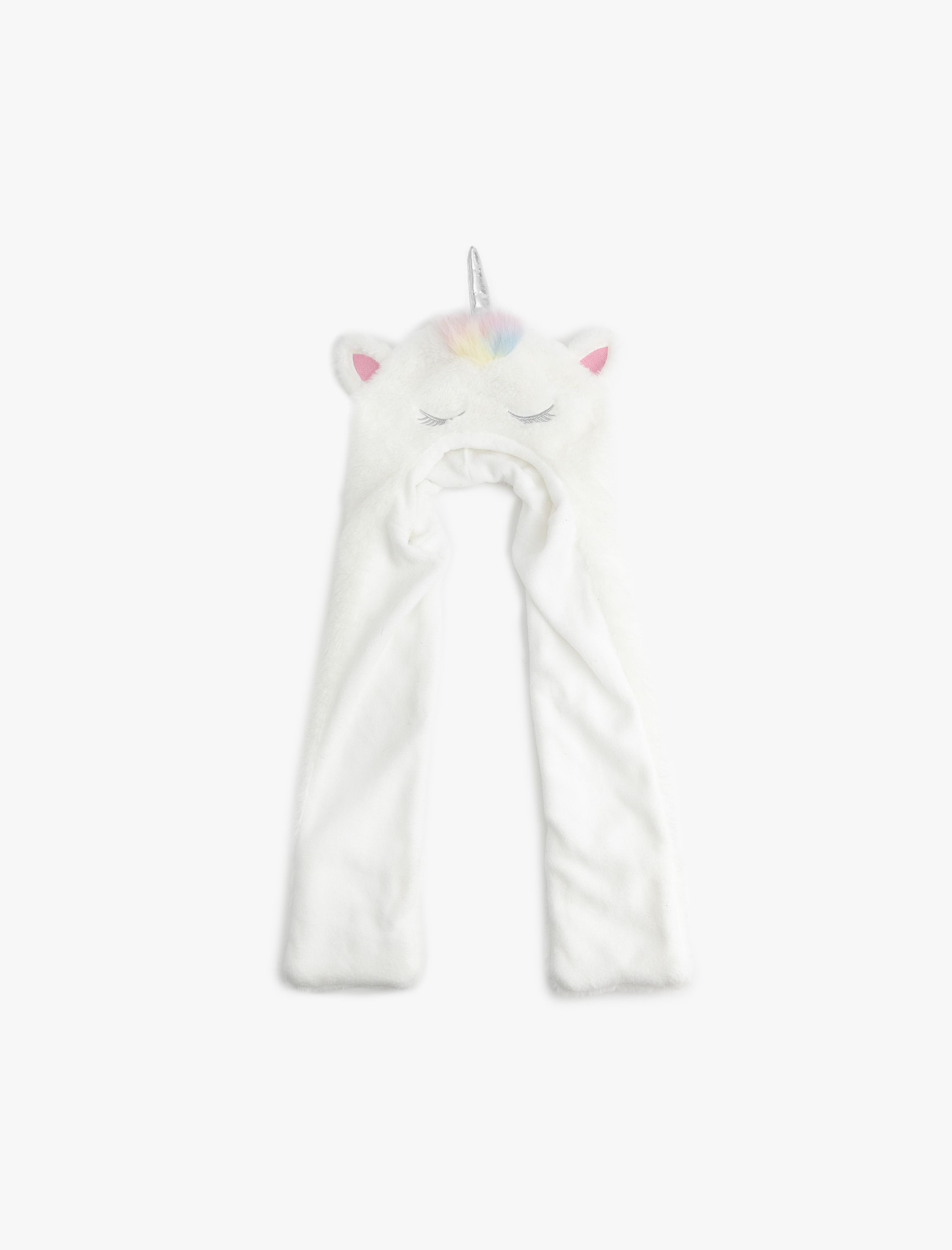 Kız Çocuk Unicorn Detaylı Kulaklı Peluş Şapka