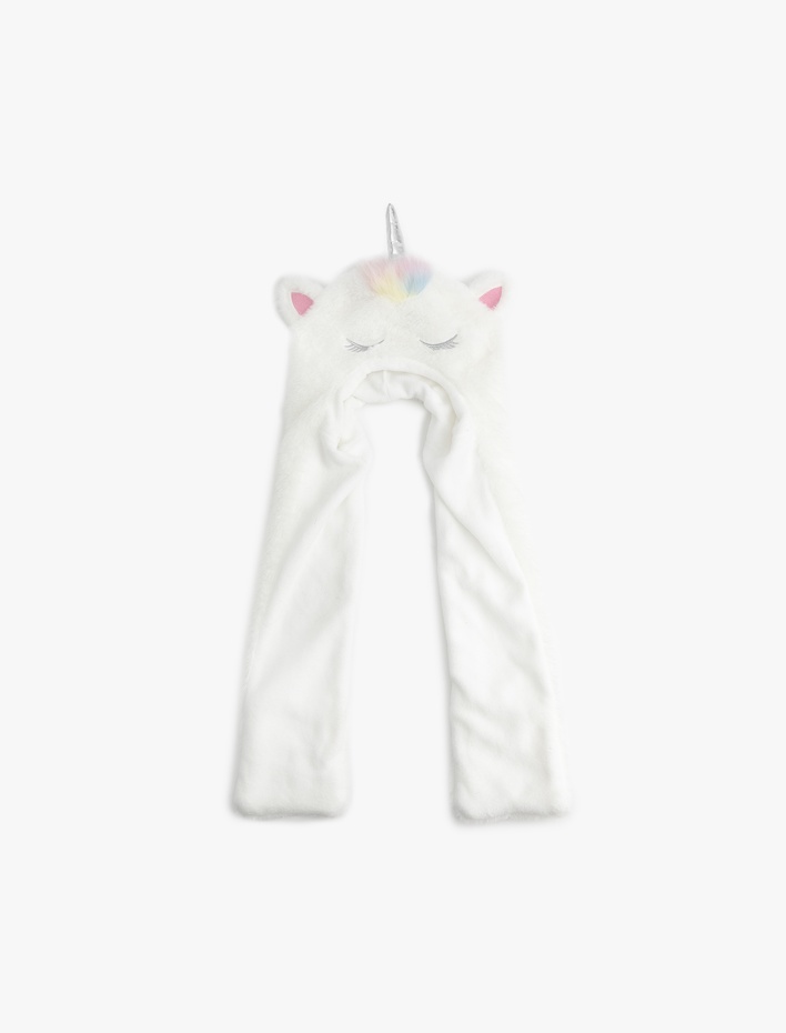 Kız Çocuk Unicorn Detaylı Kulaklı Peluş Şapka
