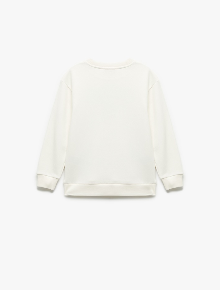 Erkek Çocuk Oversize Uzun Kollu Bisiklet Yaka Şardonlu Baskılı Sweatshirt