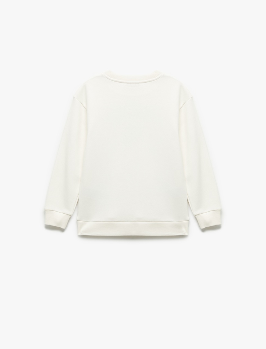  Erkek Çocuk Oversize Uzun Kollu Bisiklet Yaka Şardonlu Baskılı Sweatshirt