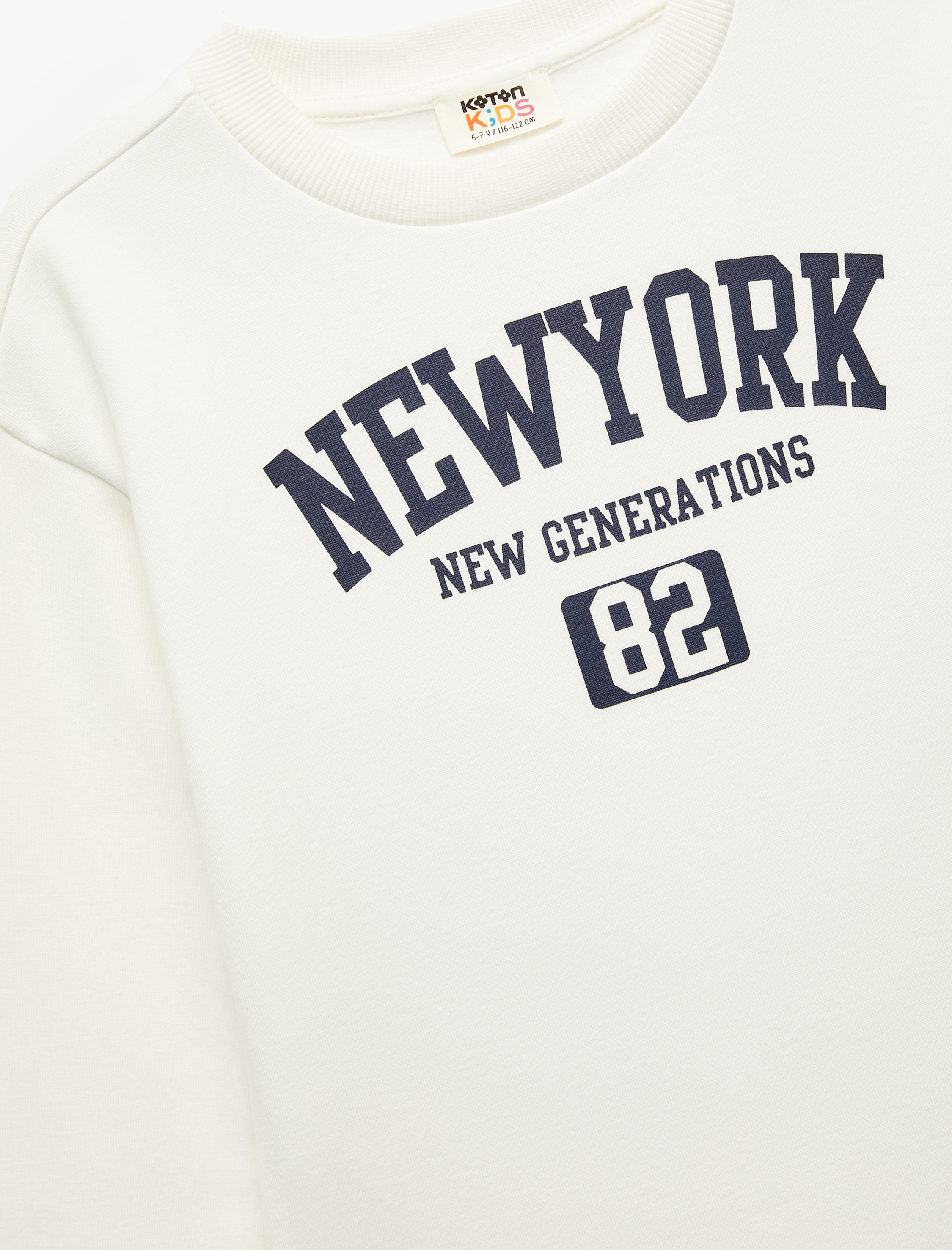  Erkek Çocuk Oversize Uzun Kollu Bisiklet Yaka Şardonlu Baskılı Sweatshirt