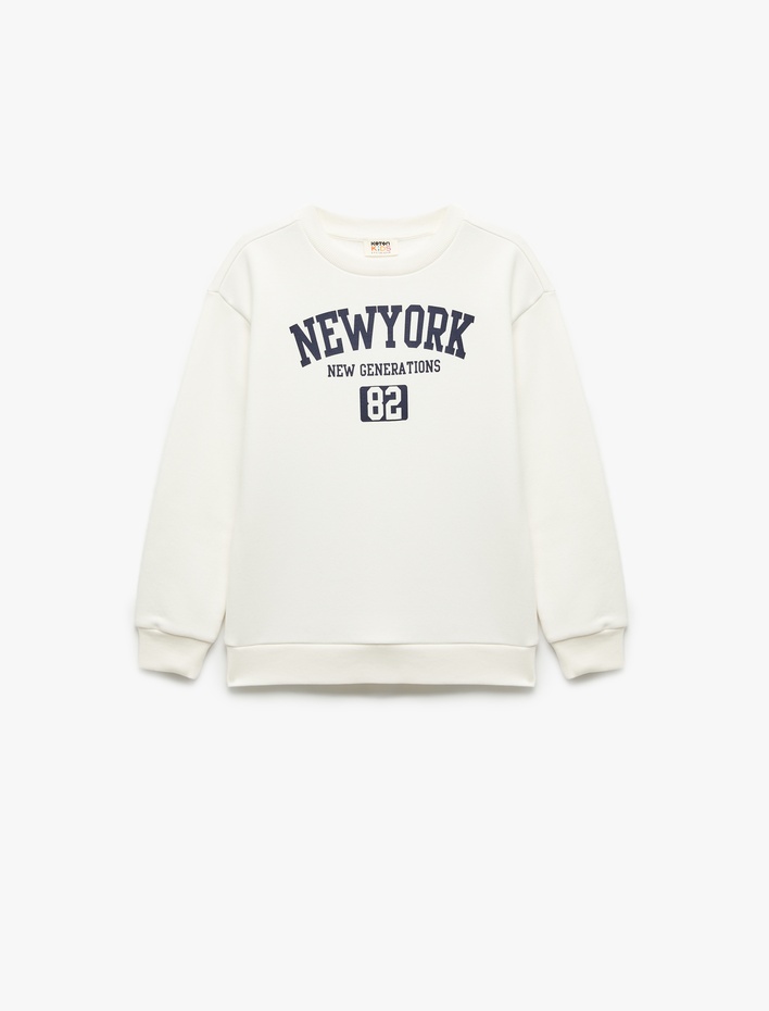 Erkek Çocuk Oversize Uzun Kollu Bisiklet Yaka Şardonlu Baskılı Sweatshirt