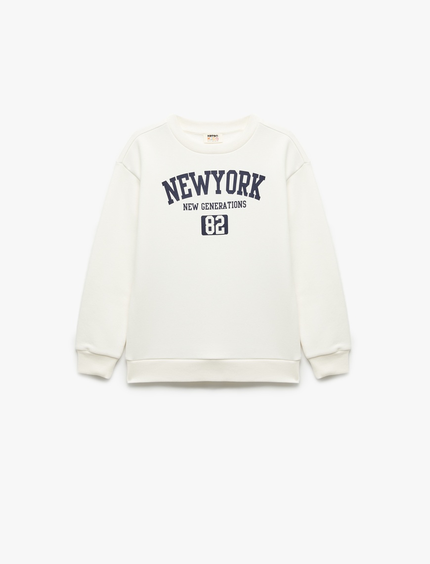  Erkek Çocuk Oversize Uzun Kollu Bisiklet Yaka Şardonlu Baskılı Sweatshirt