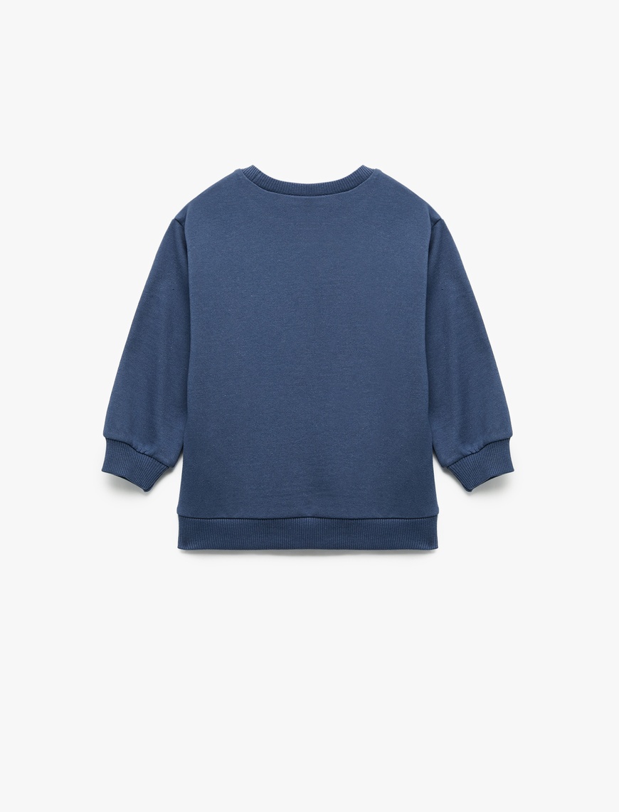  Kız Bebek Şardonlu Uzun Kollu Ayıcık Baskılı Bisiklet Yaka Sweatshirt