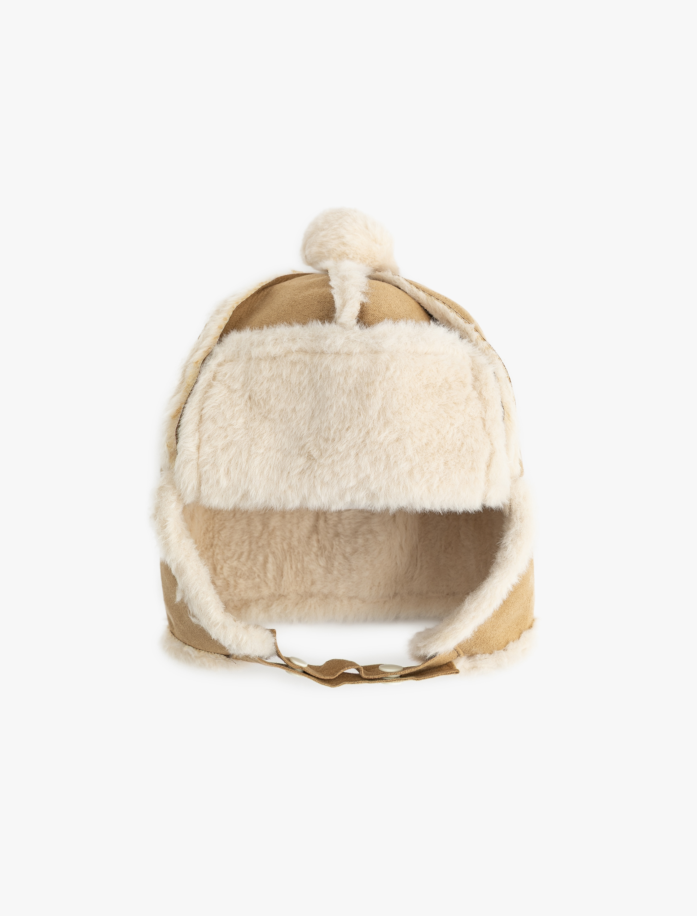  Kız Çocuk Peluş Detaylı Ponponlu Pilot Şapka